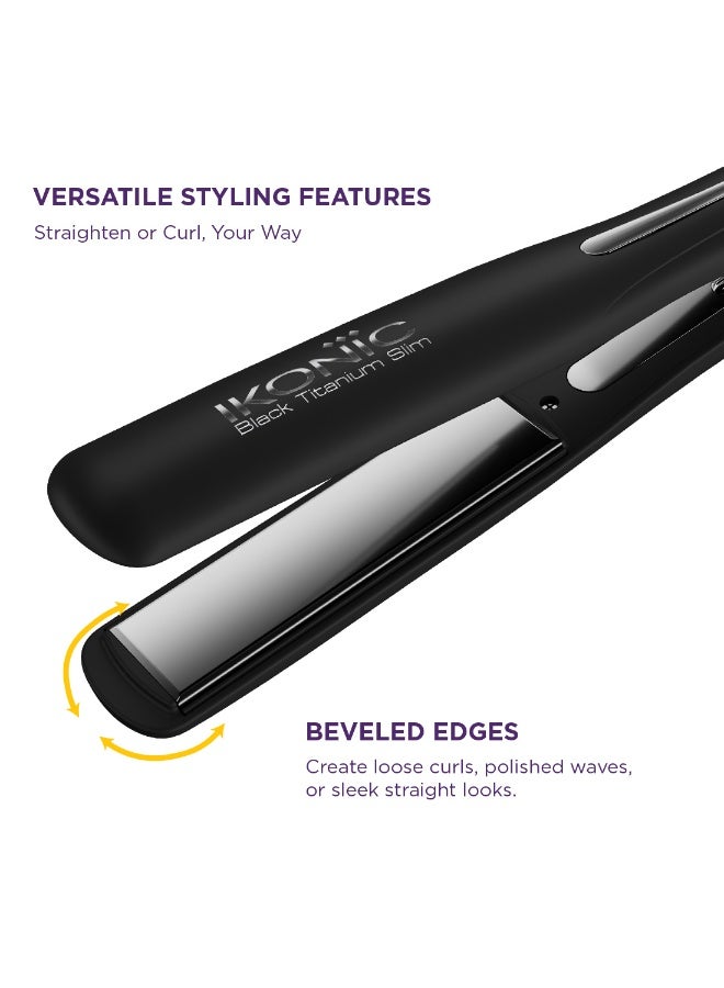 أي كونيك آيكونيك بلاك تيتانيوم سليم مكواة فرد الشعر – أسود تحكم رقمي في درجة الحرارة مع لوح تيتانيوم عائم ونحيف بعرض 1 بوصة. - Image 5